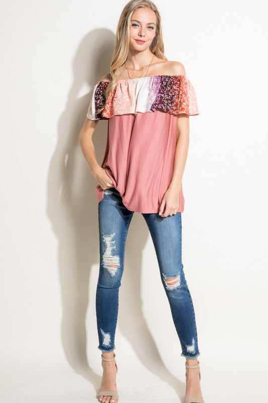 e Luna Ombre Tie Dye Off Shoulder Top