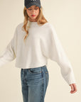 Mable Round Neck Dolman Sleeve Cropped Sweater