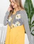 e Luna PLUS Floral Striped Sweatshirt