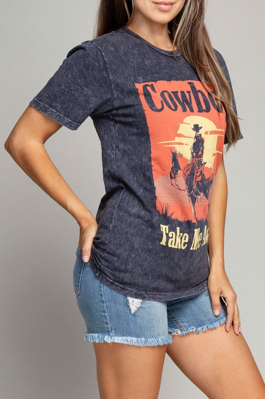 Cowboy Take Me Away Graphic Top - Online Only