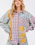 SAGE + FIG Button Up Raw Hem  Plaid Flannel Shirt