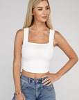 Zenana Cotton Square Neck Cropped Cami Top