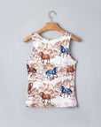 Western Horse Scoop Neck Tank Top