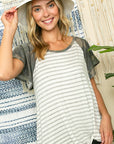 e Luna PLUS Striped Camo Twist Top