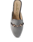 Velvet Buckled Flat Mules