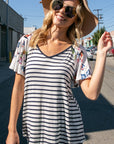 e Luna Floral Striped Mixed Top