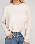 Zenana Washed Ribbed Dolman Sleeve Round Neck Top