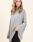 BOMBOM Round Neck Long Sleeve Oversized Top