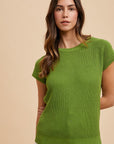 Annie Wear Round Neck Short Sleeve Sweater