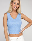 Zenana Ribbed Scoop Neck Cropped Sleeveless Top