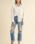 Annie Wear Distressed Raw Hem Cropped Jeans