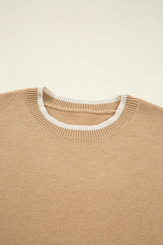 Ava Cuff Contrast Trim Sweater