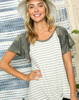 e Luna PLUS Striped Camo Twist Top