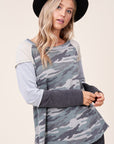 e Luna PLUS Camouflage Color Block Top