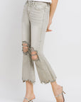 Lovervet Distressed Raw Hem Cropped Flare Jeans