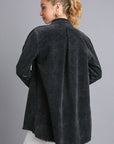 Umgee Raw Hem Button Down Denim Jacket with Chest Pockets