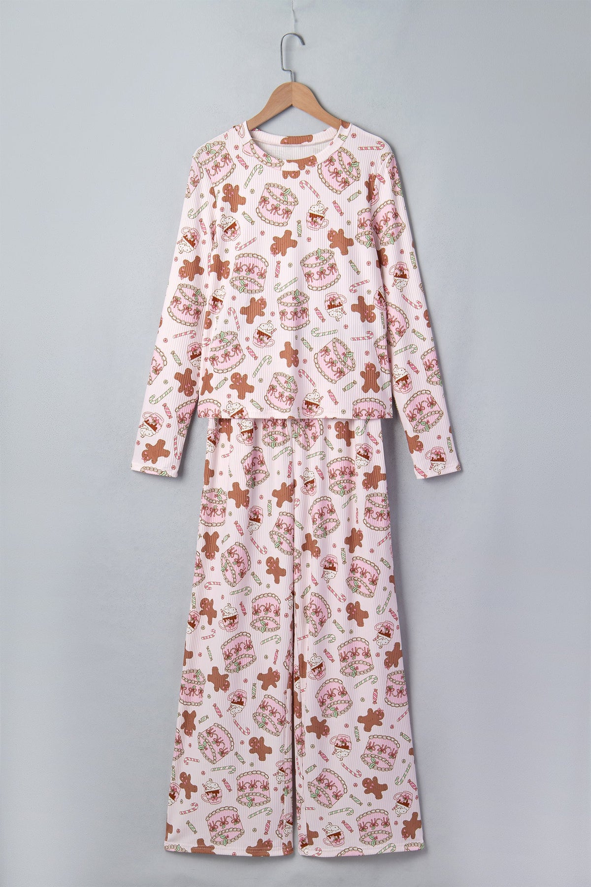 Christmas Ribbed Knit Top & Pants Pajama Set
