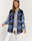 Davi & Dani Plaid Chest Pocket Detail Shacket