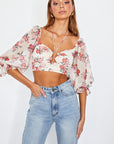 One and Only Collective Inc Chiffon Balloon Sleeved Bustier Crop Top