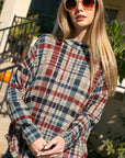 e Luna Plaid Mock Neck Boxy Top