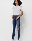 Flying Monkey Mid Rise Ankle Skinny w Distressed Hem Jean - Online Only