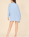 Lilou Wool Blended Cable Knit Cardigan in Light Blue