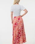 White Birch Full Size High Waisted Floral Woven Skirt