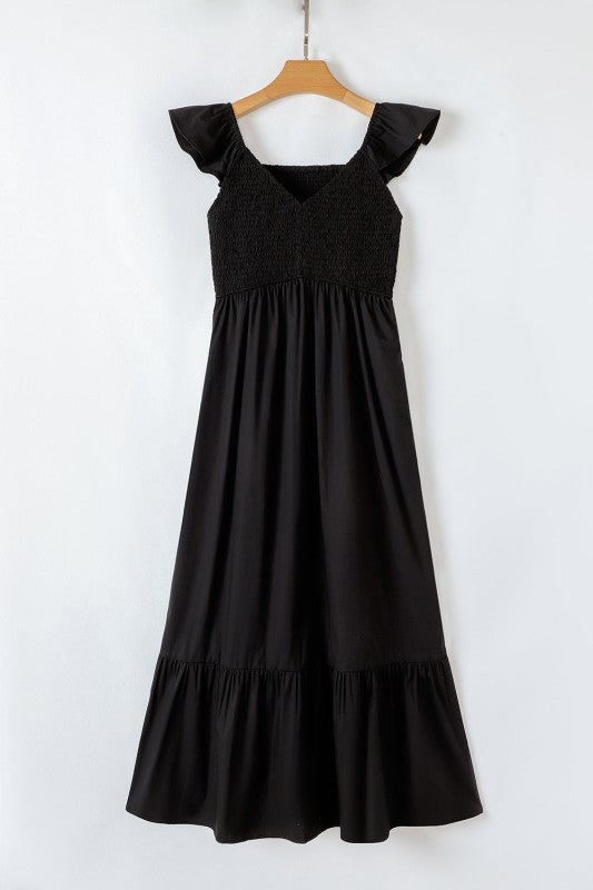 Ashlyn Flutter Sleeve Smocked Bodice Maxi Dress