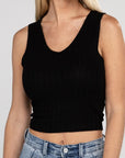 Zenana Ribbed Scoop Neck Cropped Sleeveless Top