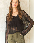 ADORA Crochet Long Sleeve Knit Cover Up with Big Pocket