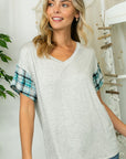 e Luna Plaid Striped Mixed Boxy Top