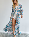 Davi & Dani Printed Long Sleeve Loose Kimono - Online Only