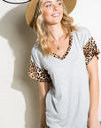 e Luna PLUS Striped Animal Print Mix Top