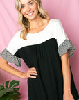 e Luna PLUS Solid Striped Baby Doll Top