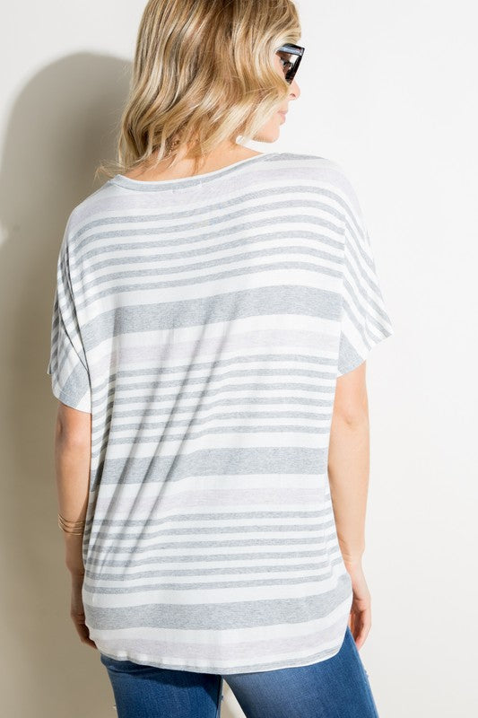 e Luna Striped Front Tie Top