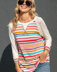 e Luna Multi Stripe Mix Baseball Top