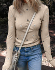 Floral Ribbed Embroidered Long Sleeve Top