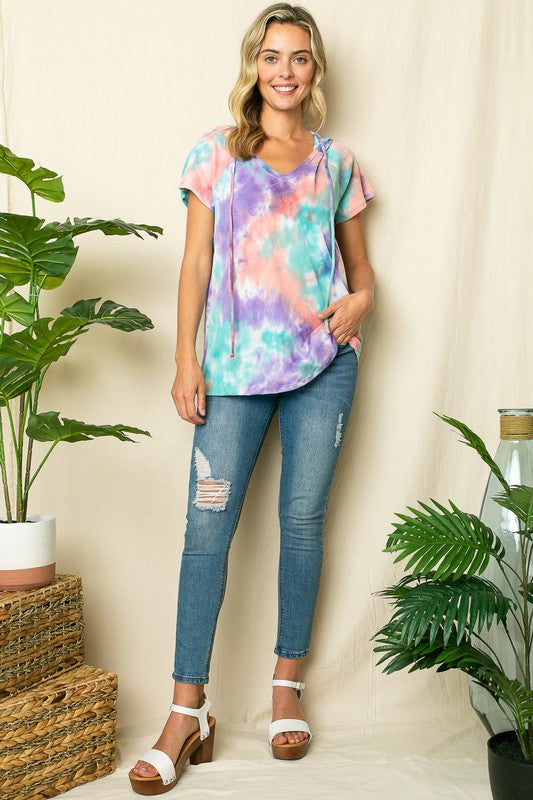 e Luna Tie Dye Thermal Hoodie Top