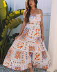 Floral Ricrac Trim Spaghetti Strap Maxi Dress