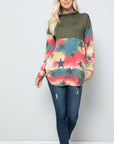 Celeste Full Size Tie-Dye Star Print Long Sleeve Blouse