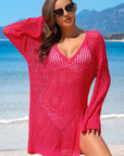 Crochet Side Split Beach Coverups Swimwear Dress