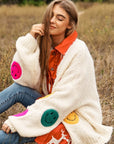 Davi & Dani The Fuzzy Smile Long Bell Sleeve Knit Cardigan