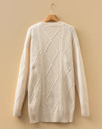 Cable Knit Drop Shoulder Sweater Dress