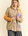 Davi & Dani Argyle V-Neck Dropped Shoulder Cardigan