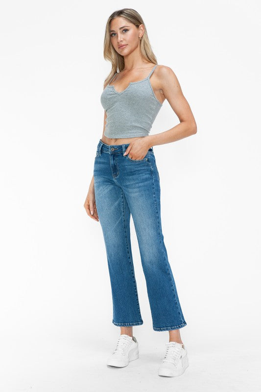 bytos Full Size Cat&#39;s Whiskers Mid Rise Ankle Jeans