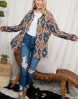 e Luna PLUS Fuzzy Aztec Button Down Shacket