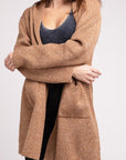 Zenana Hooded Open Front Sweater Cardigan