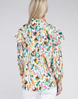 Multicolor Print Ruffle Blouse