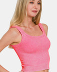 Zenana Washed Ribbed Scoop Neck Wide Strap Tank