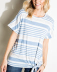 e Luna Striped Front Tie Top